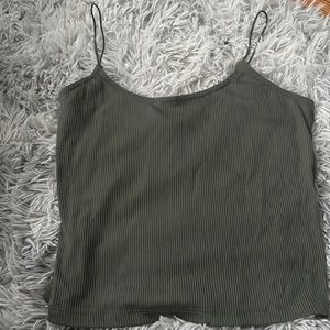 Olive green ribbed tank top